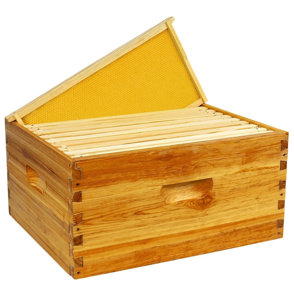 10 Frame Deep Brood Box Langstroth Bee Hive Box Dipped in Beeswax, Sections o...