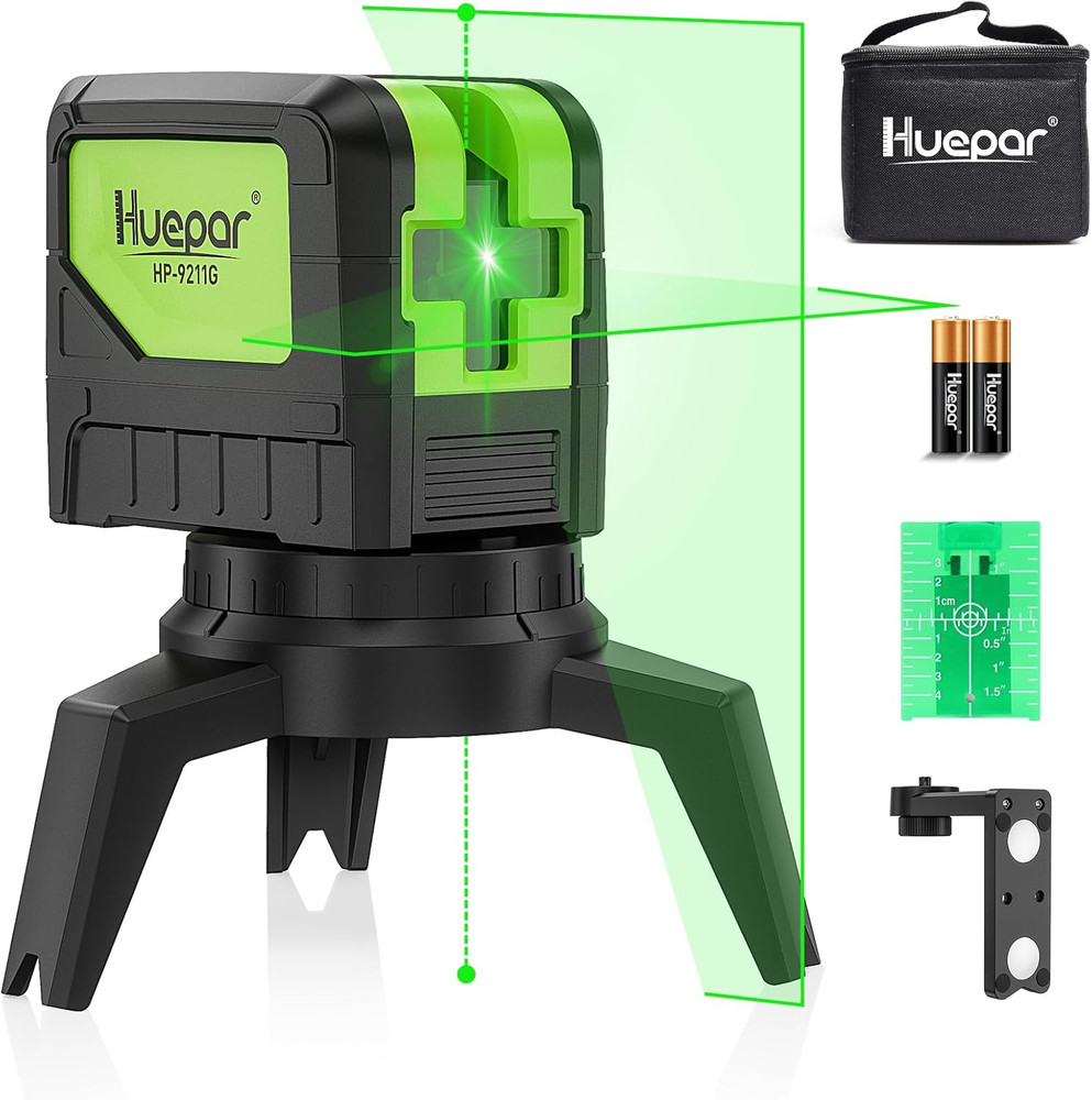 Laser Level with 2 Plumb Dots - Huepar 2 Plumb Points and 2 Cross Line Alignment