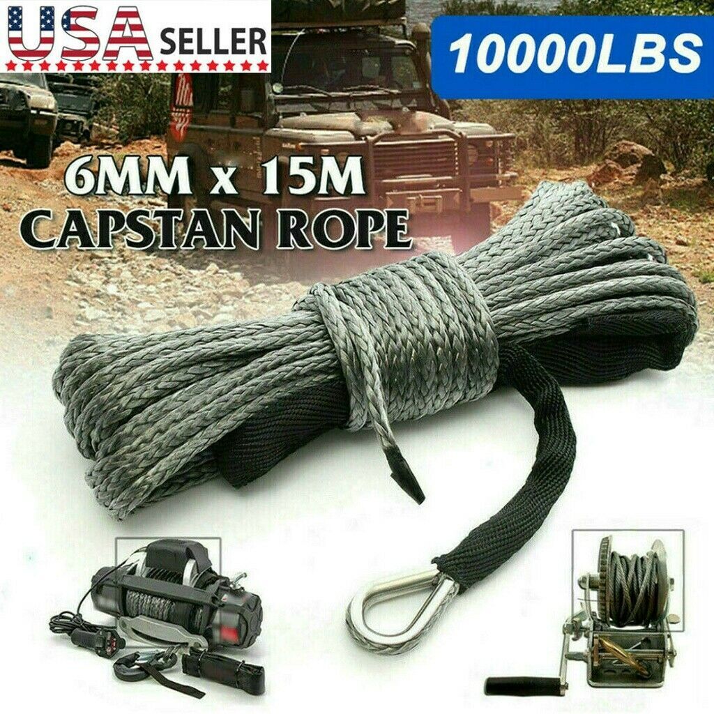 1/4"x50' 10000LBS Synthetic Winch Rope Line Recovery Cable 4WD ATV UTV w/ Sheath