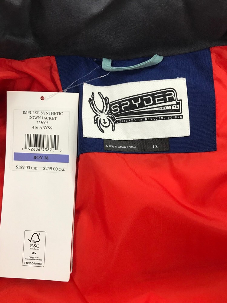 Spyder Boy's Impulse Insulated Ski Jacket BLUE $189, Size: 18