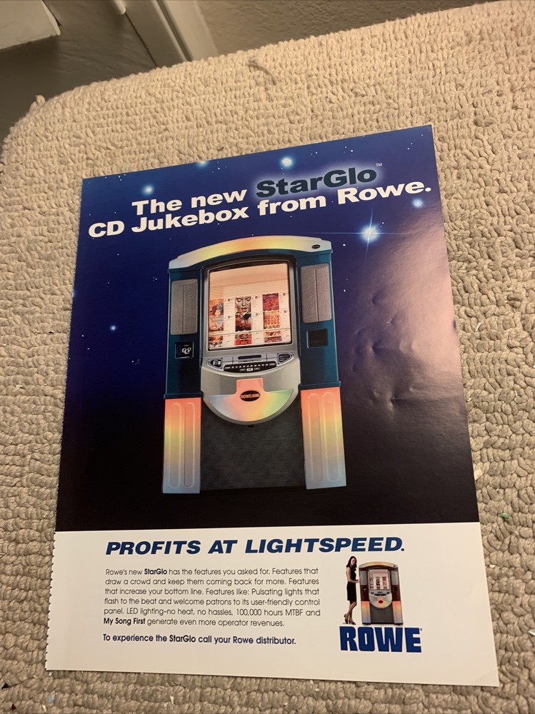 original ROWE JUKEBOX phonograph Starglo CD AD FLYER