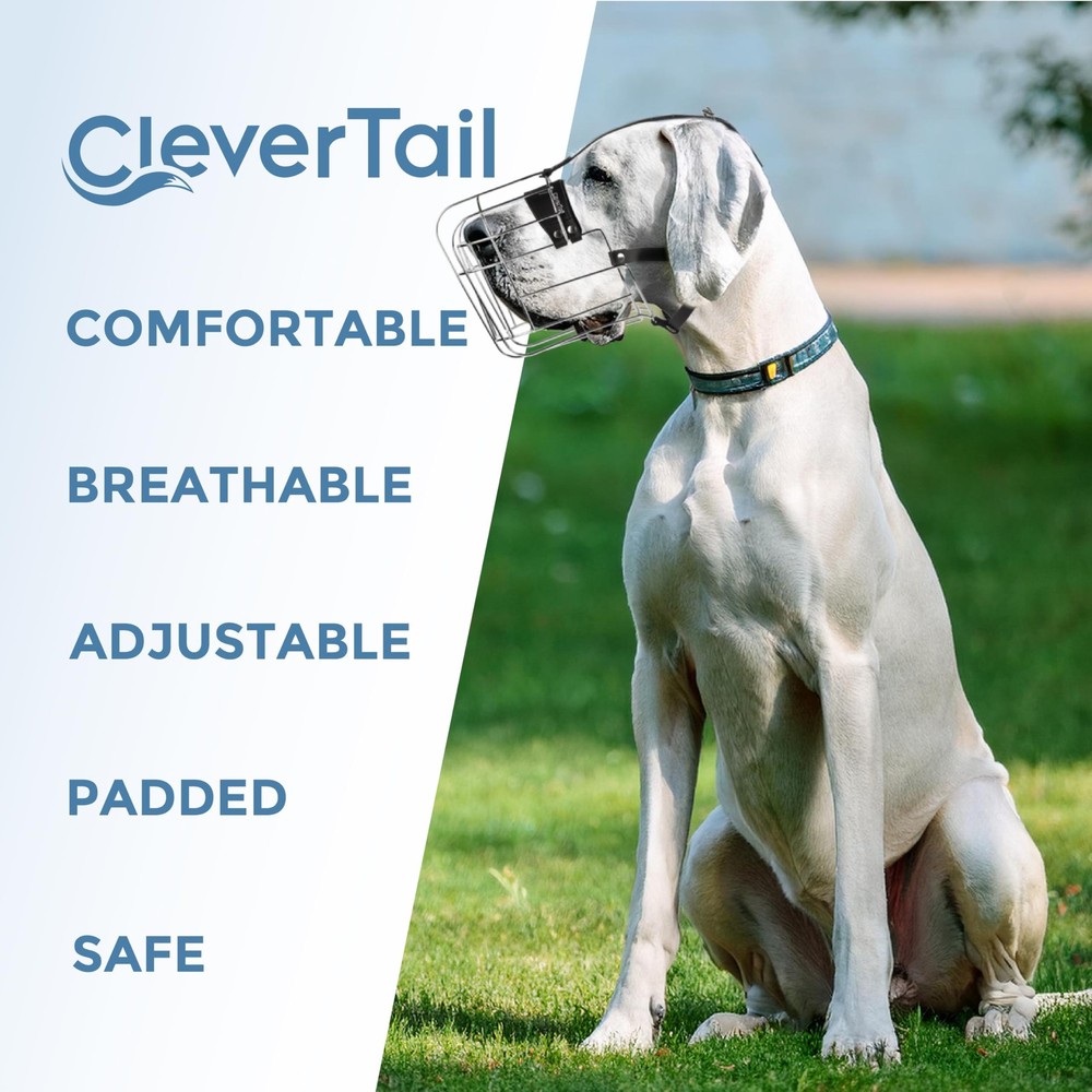 CleverTail Extra Large Dog Muzzle for Great Dane – Cage Muzzles for Barking a...