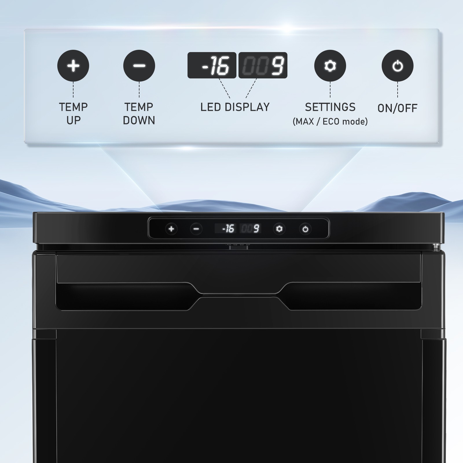 Mini Refrigerator AC110 DC 12V Fridge 2.3cu ft/65L RV Refrigerator for Truck RV