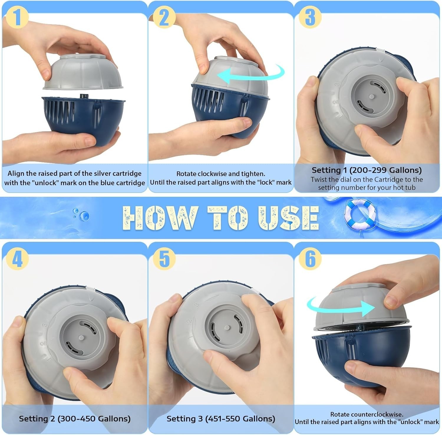 Hot Tub Replacement Cartridge Compatible with Frog Ease Floating System, 4 Pack