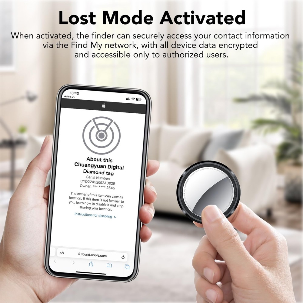 Air Tracker Tags-4 Pack Black | Bluetooth Tracker Work with Apple Find My (iO...