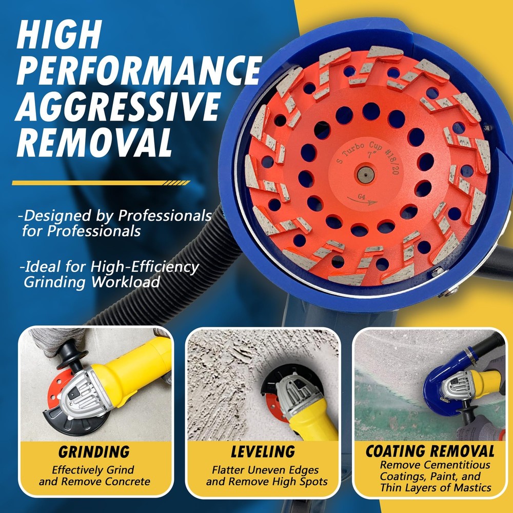 7" High Performance Diamond Grinding Wheels for Aggressive Concrete, Paint, E...