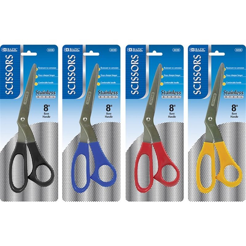 BAZIC 8" Bent Handle Stainless Steel Scissors