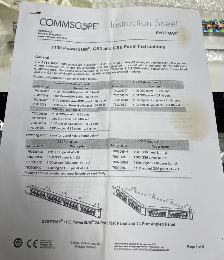 1-pk Commscope 760182923 Systimax 1100A-U-PS-24 PowerSUM Angled Patch Panel