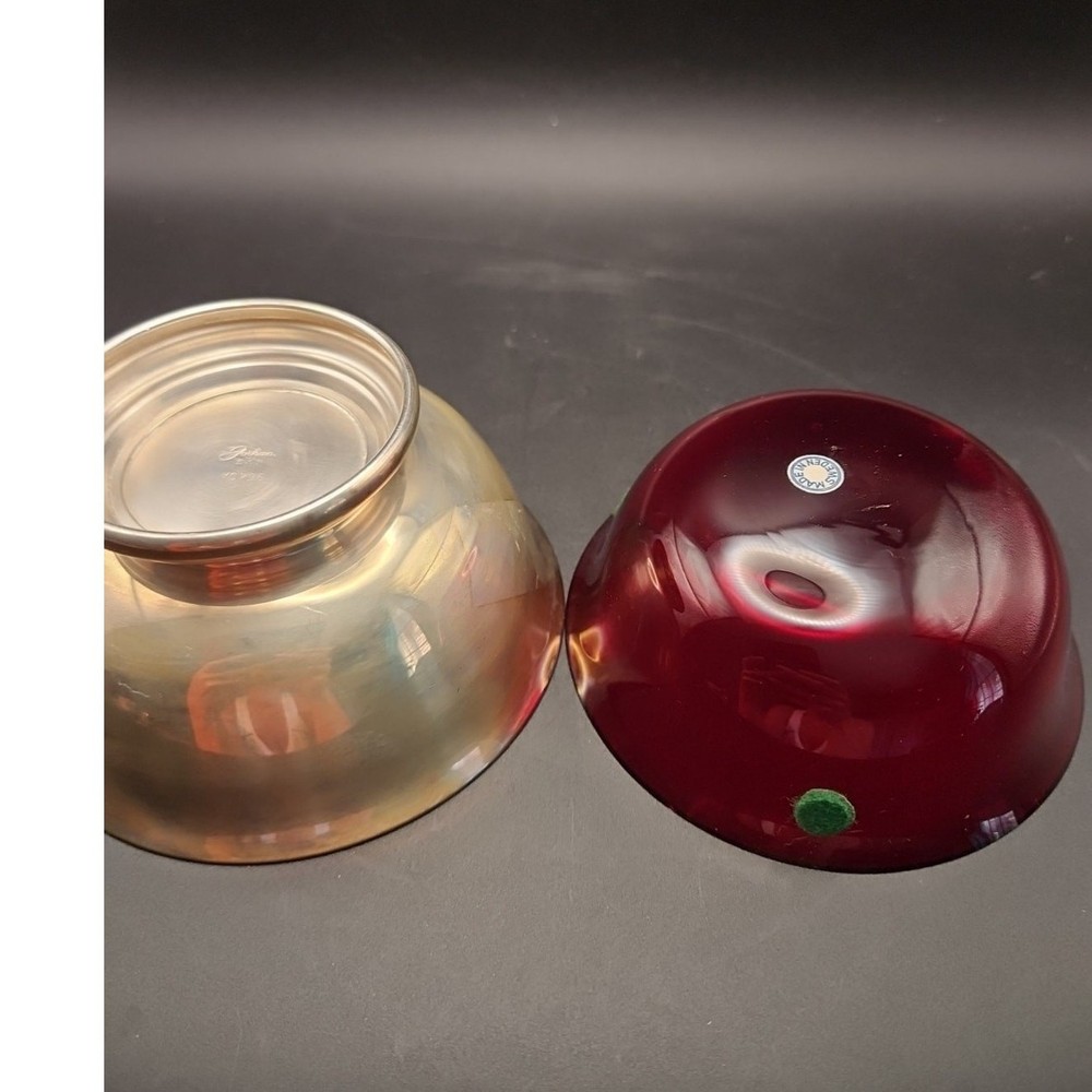 Vtg Gorham YC795 Silver Plated Bowl 4.5” Diameter With Ruby Red Glass Insert