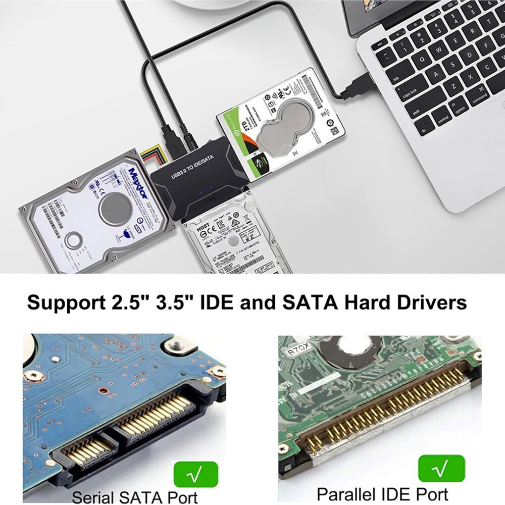 USB 3.0 to IDE & SATA Converter External Hard Drive Adapter Kit 2.5"/3.5" Cable