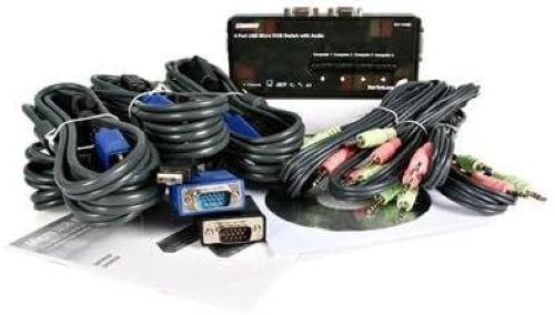 ✨StarTech.com 4 Port USB KVM Switch Kit with Cables and Audio Black