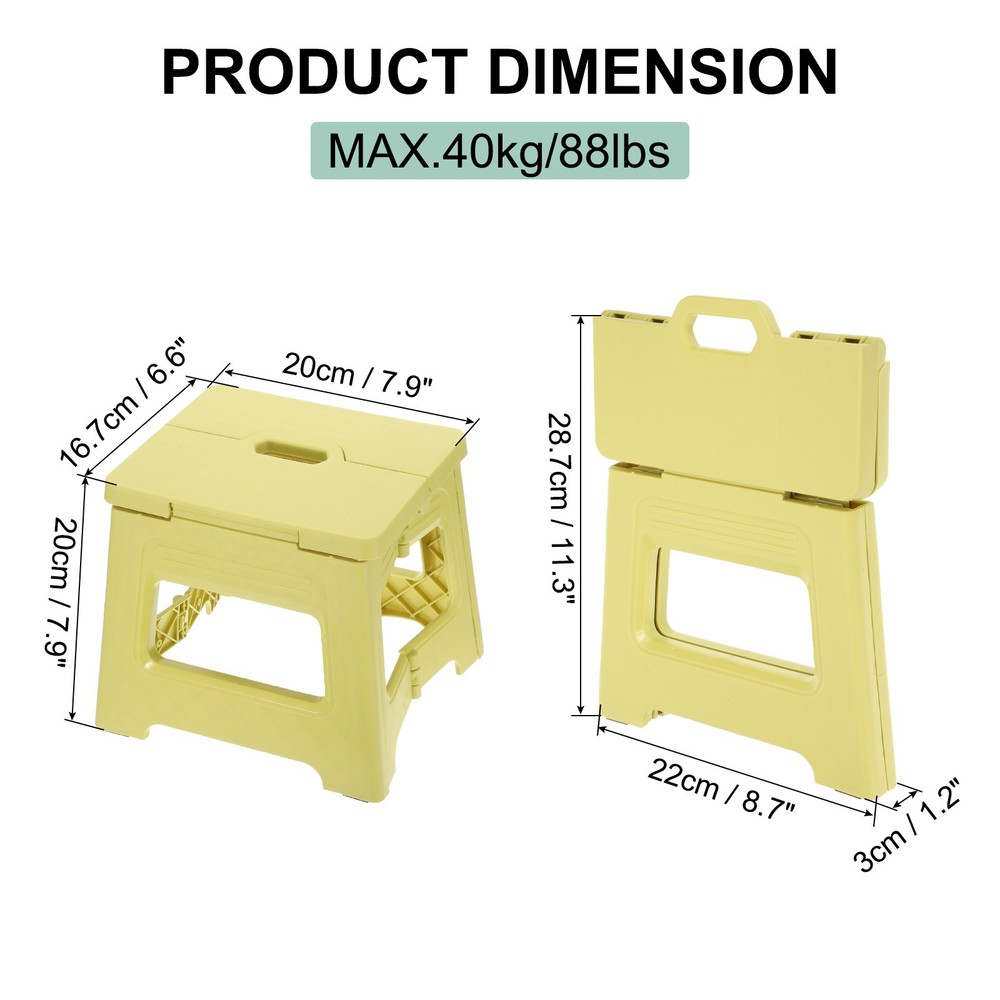 8" Folding Step Stool for Adults 88 lbs Capacity Yellow