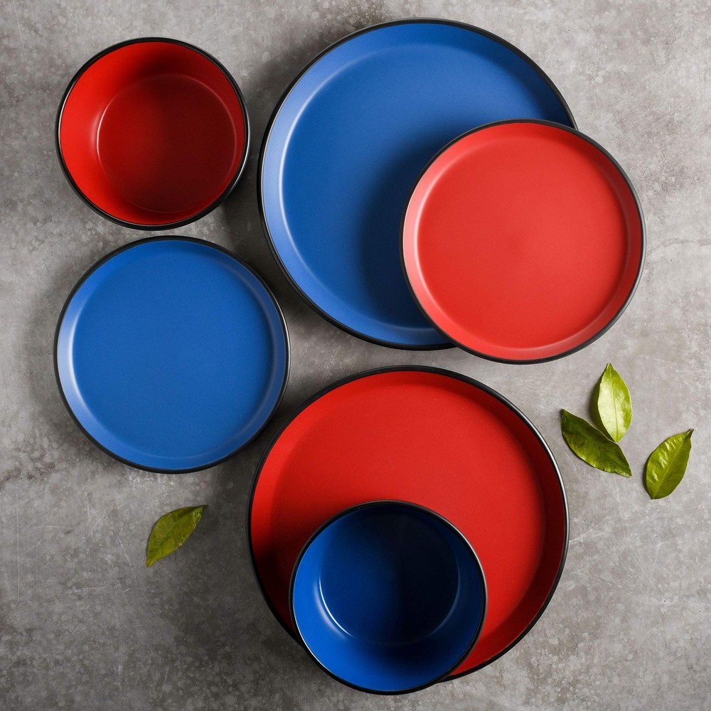 Sofia Coupe Stoneware Dinnerware Set, for 4 (12pcs), Matte Red