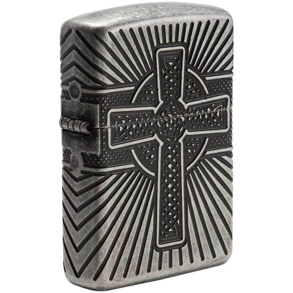 Zippo Windproof Lighter Armor Celtic Cross Design Antique Silver (29667)