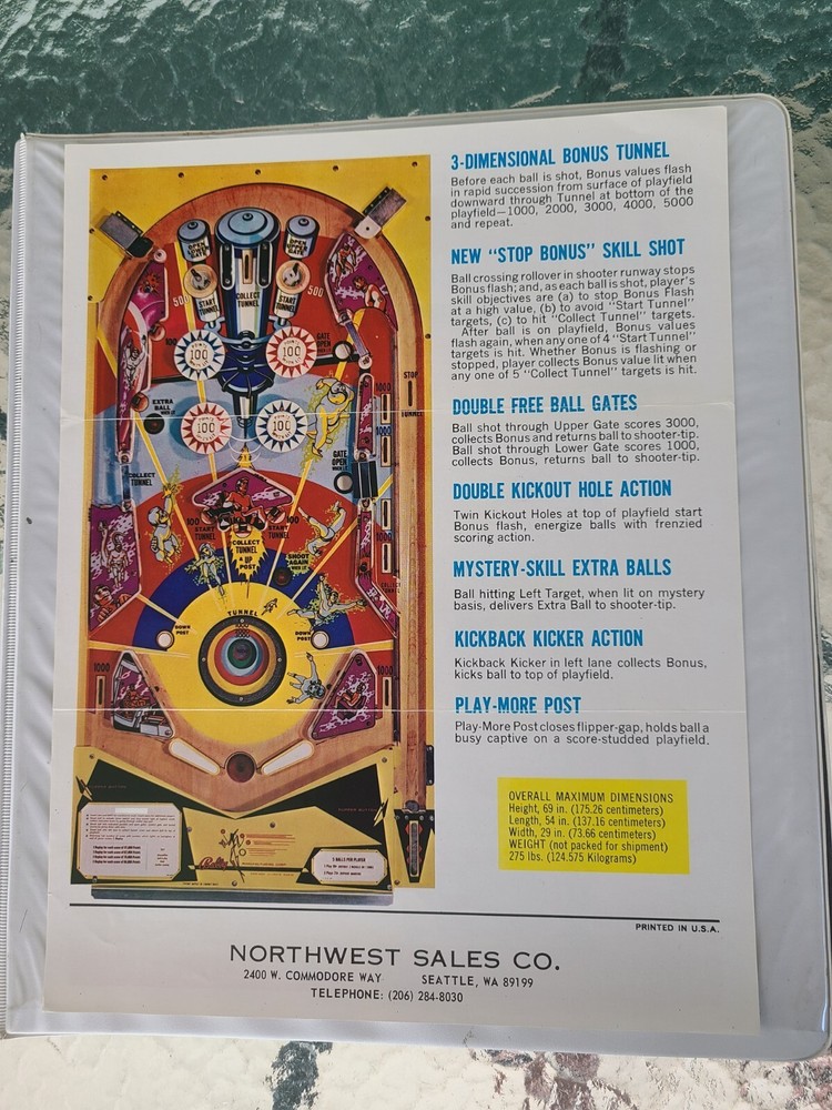 bally time zone pinball machine flyer brochure