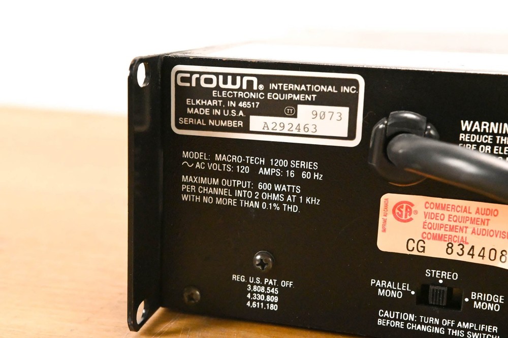 Crown Macro-Tech 1200 2-Channel Power Amplifier CG01YVR