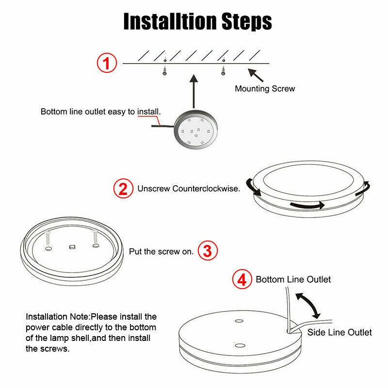Under Cabinet Lighting LED Kit Kitchen Counter Closet Shelf Puck Light Hardwired