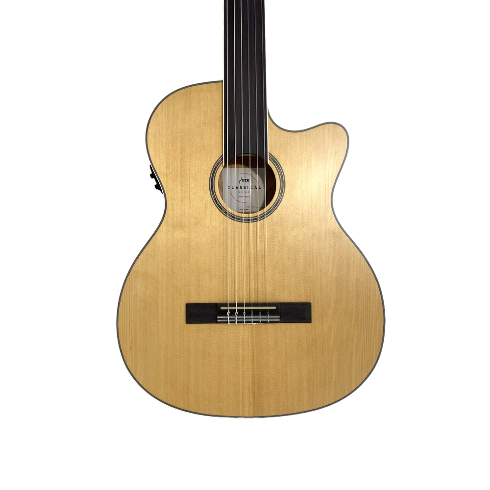 Haze C551BCEQSMFL Solid Top Fretless Arched Back Classical Guitar - Matte