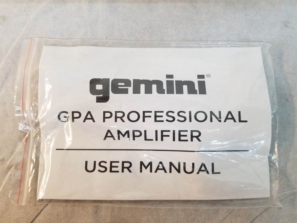 GEMINI GPA Professional Amplifier USER MANUAL