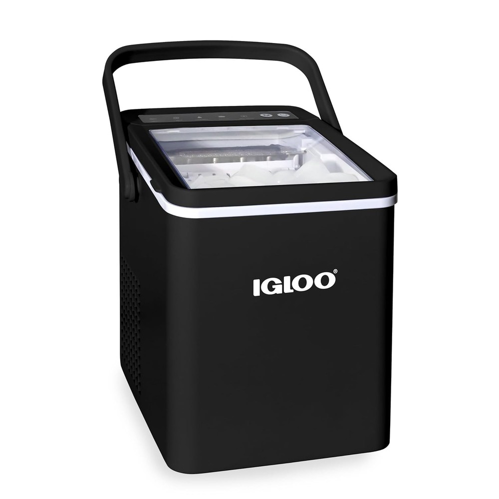 Self-Cleaning Portable Ice Maker 26lb Capacity with Handle Black