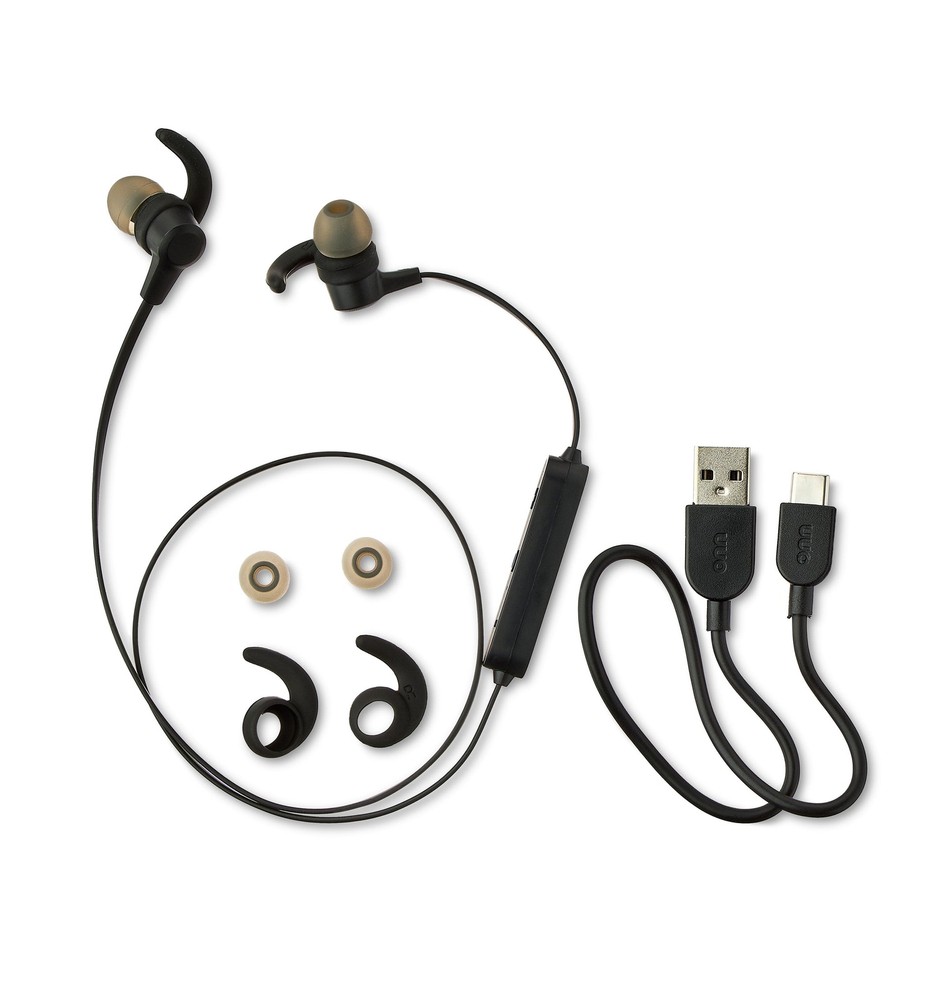 onn Wireless Earphones, Bluetooth Black