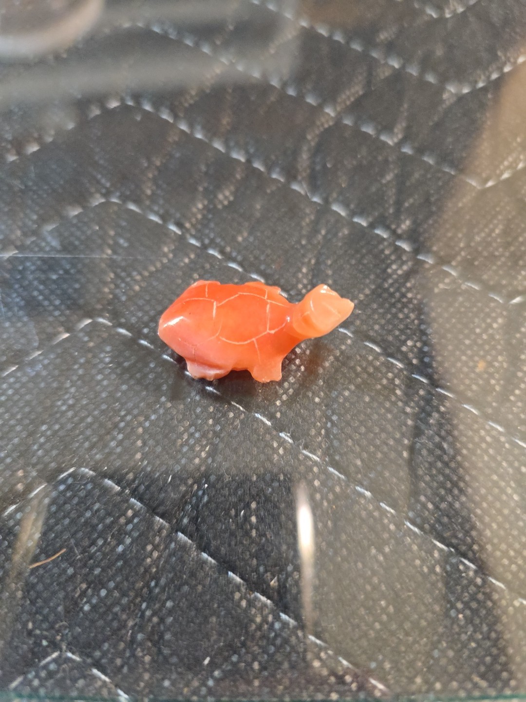 Vtg Carved gemstone crystal orange aventrine turtle statue figurine home decor