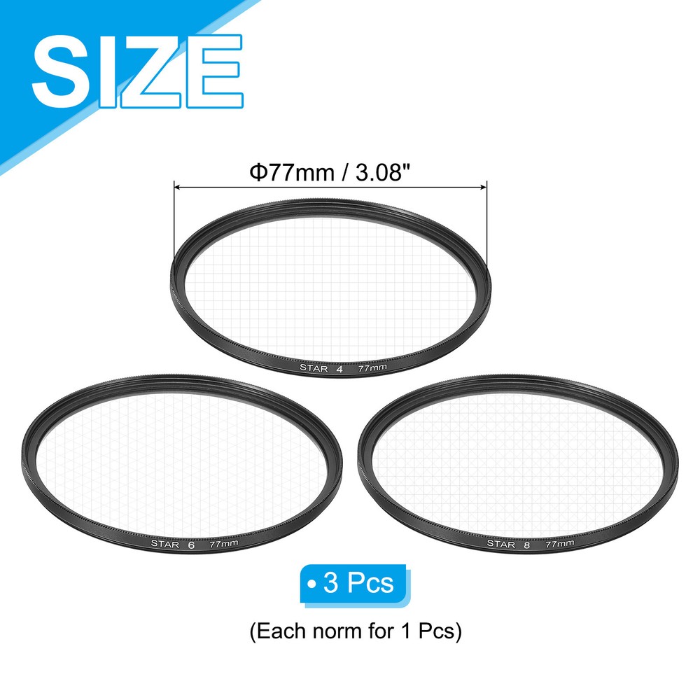 77mm Star Lens Filter, 1 Set Starburst Lens Filter 4 Points 6 Points 8 Points