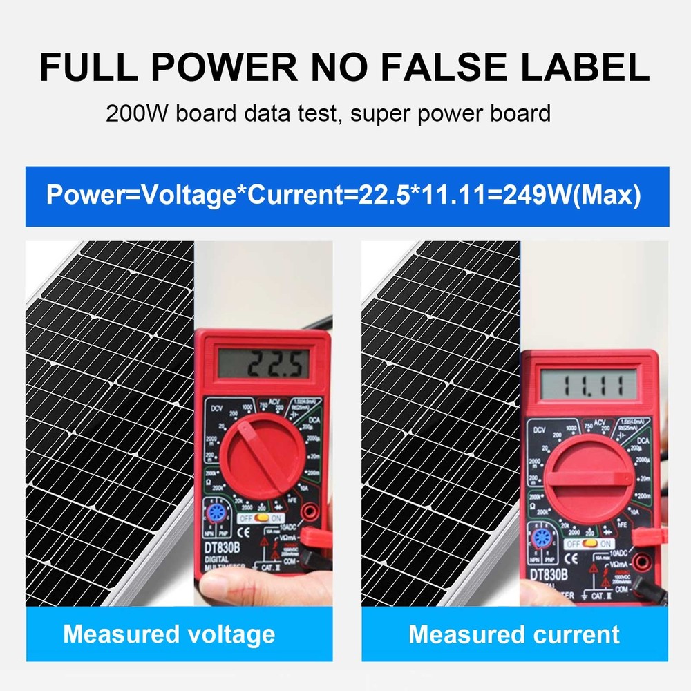 200 Watts Monocrystalline 200W 12V Solar Panel High Efficiency Mono Module 9BB