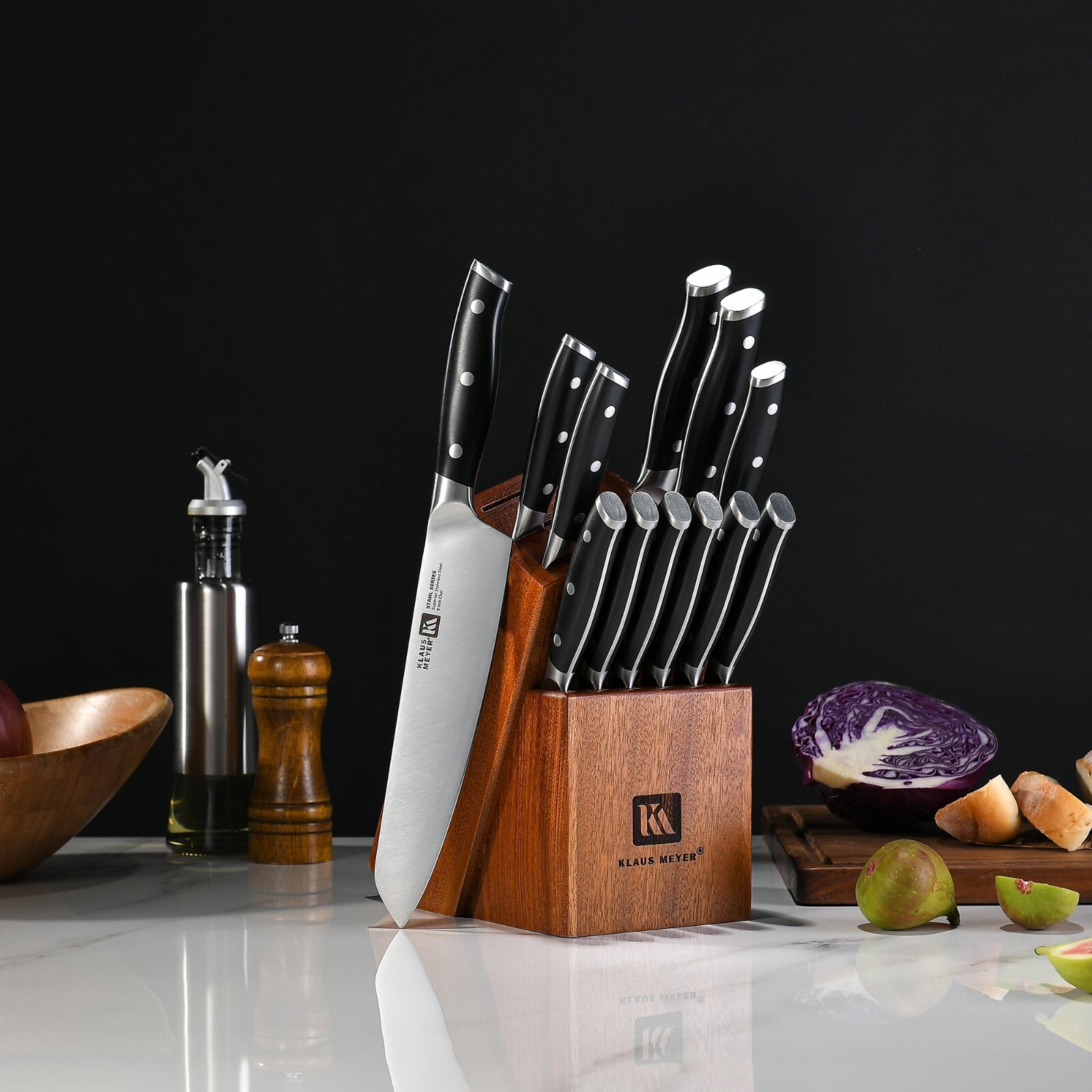 Klaus Meyer Stahl High Carbon Steel 13 Piece Knife Block Set