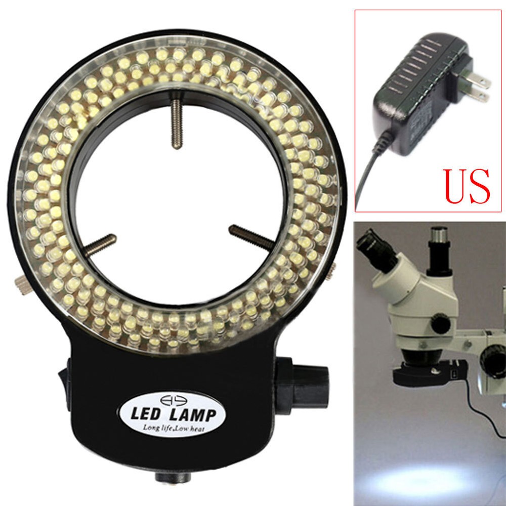 Adjustable 144 LED Bulb Ring illuminator Light Lamp for Stereo Microscope Camera