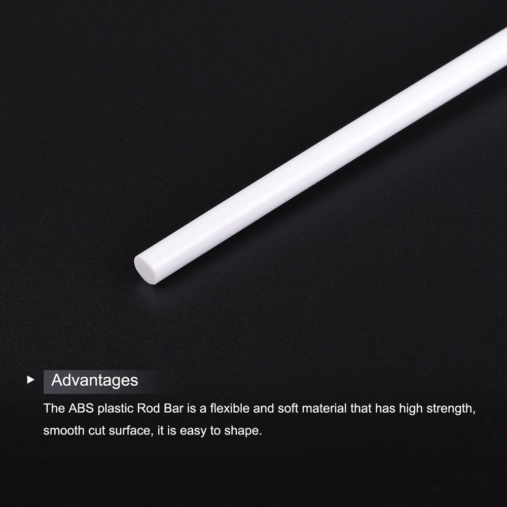 1Pcs ABS Plastic Rods, Diameter 8mm Length 250mm White Stick Solid Bar