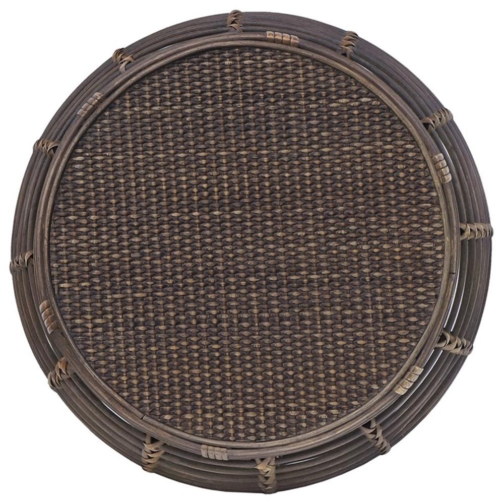 Pemberly Row Modern Transitional Rattan End Table in Espresso/Gray