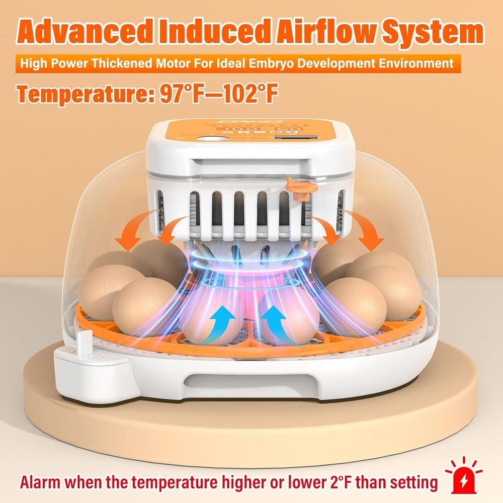 12 Egg Incubator with Automatic Egg Turning and Humidity Control