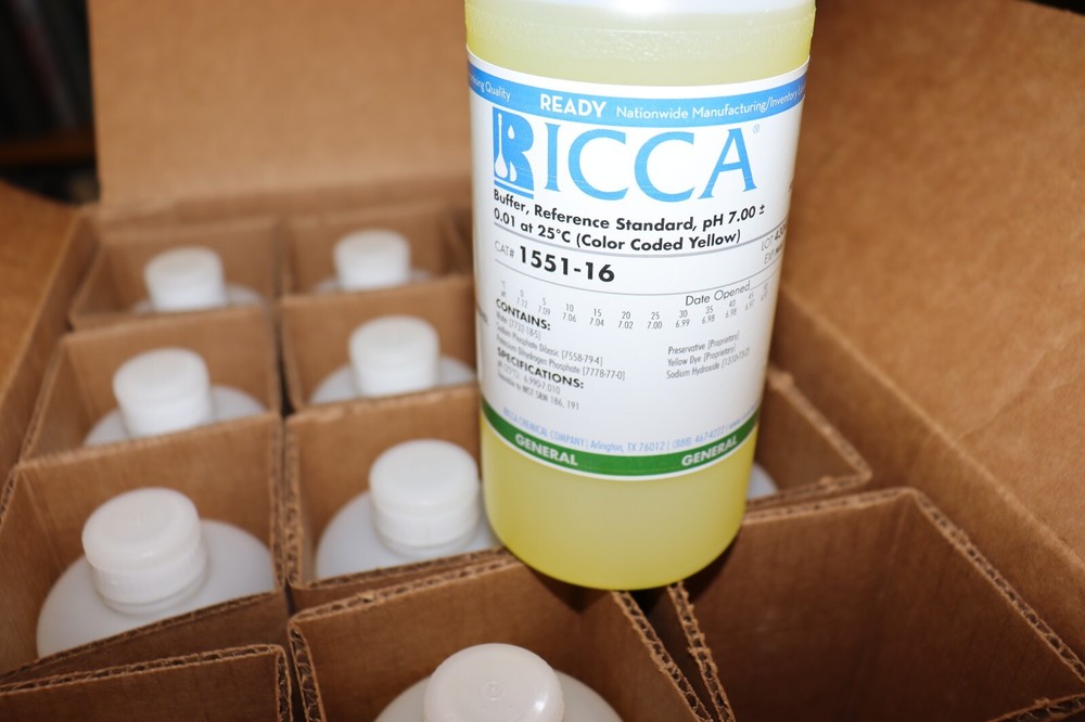 Ricca Chemical 1551-16, Reference Buffer: pH 7.00 +/-0.01 @ 25°C, Yellow, 500mL