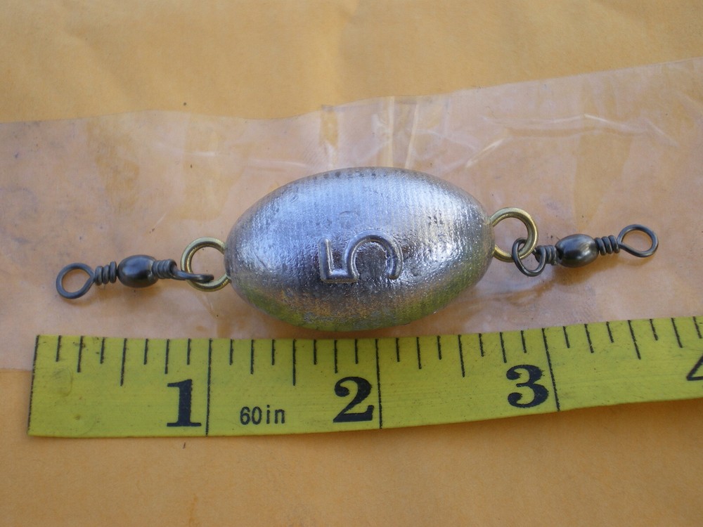 10 PCS. #3 BLACK SWIVEL INLINE EGG SINKER W/#2 EYE 6, 5, OZ. 5 EA."STRIPER"