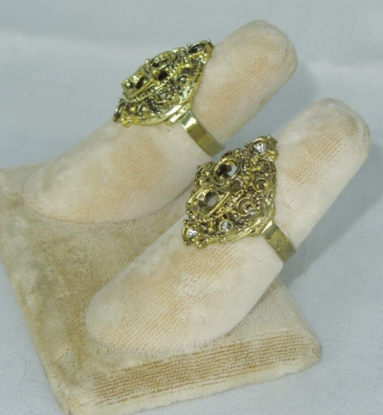 2 Ring Blanks Settings Cabochon Adjustable Antique gold Plated Brass 87V