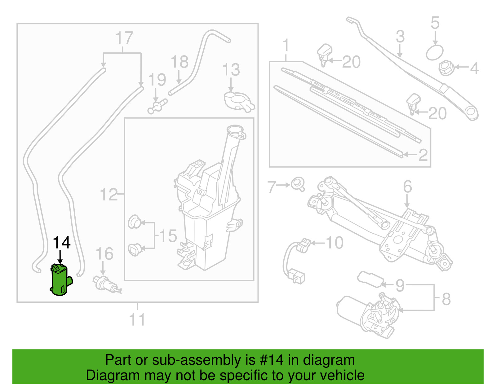 Genuine Washer Pump for 2013-2025 Genesis Hyundai Kia Various Models 98510-2W500