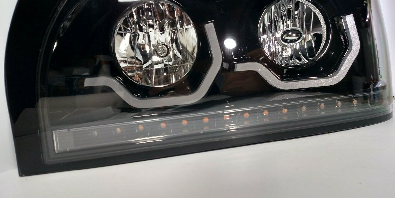 RH Blackout Headlight w/ LED Turn Signal & Light Bar For Freightliner Century