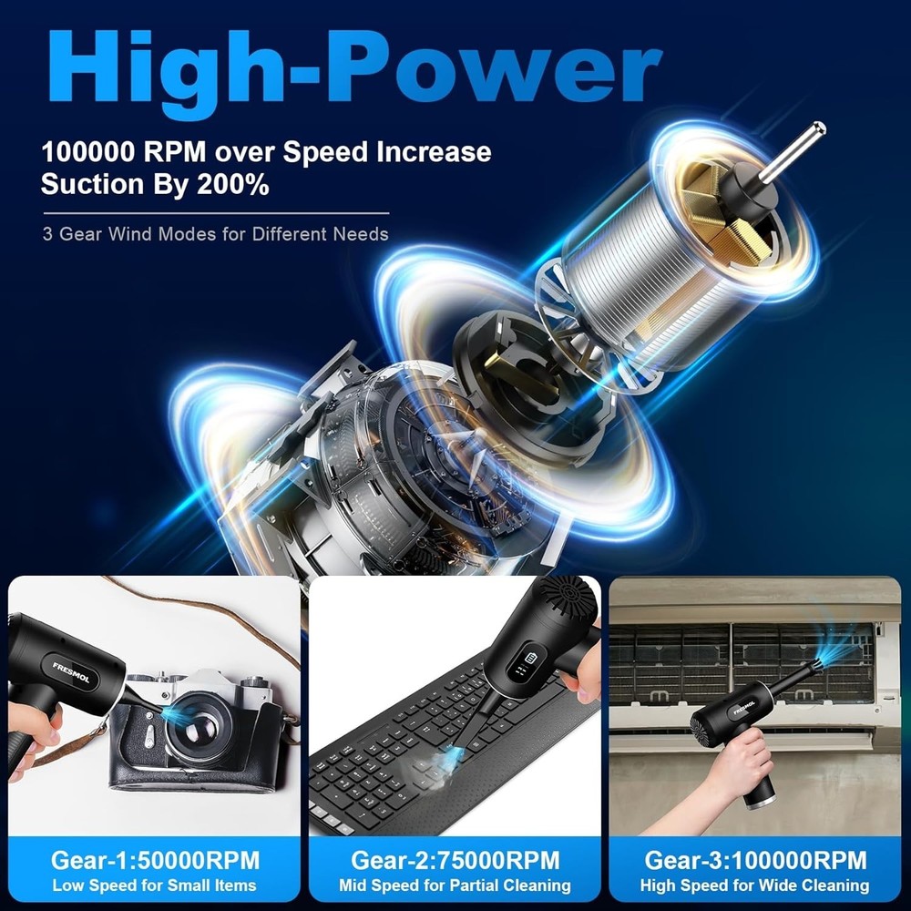 Rechargeable Electric Air Duster with LED Light