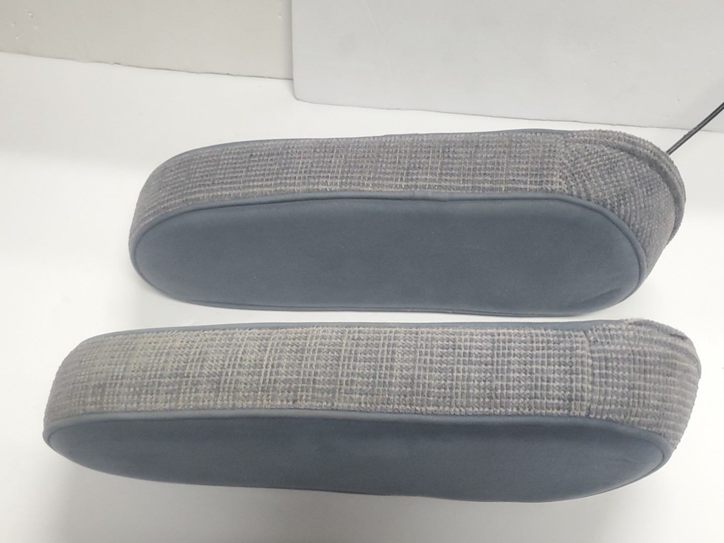 87-91 Ford F150 250 Bronco Bucket Seat Captain Chair Arm Rest Set Blue Cloth OEM