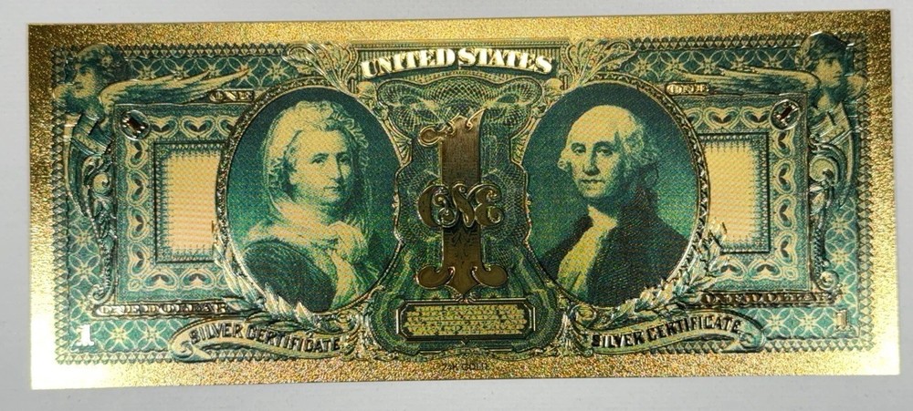1896 $1 Silver Certificate Gold Foil Novelty Note – Red Seal