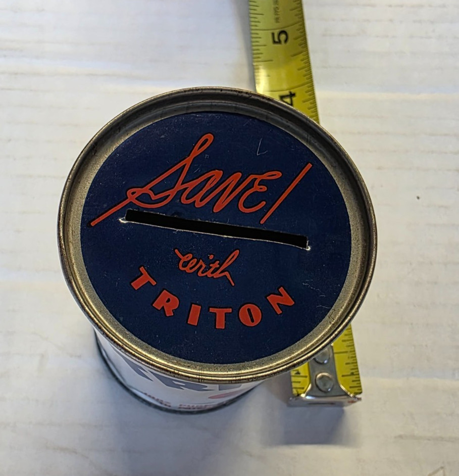 Vintage Union 76 Triton Paraffin Base Motor Oil Mini Can Coin Bank RARE Find