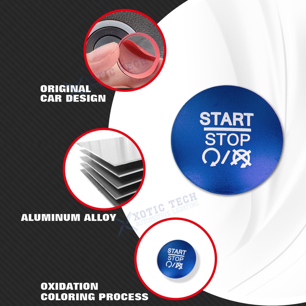 BLUE Ignition Engine Start Stop Push Button Cover For Dodge Charger Durango Ram