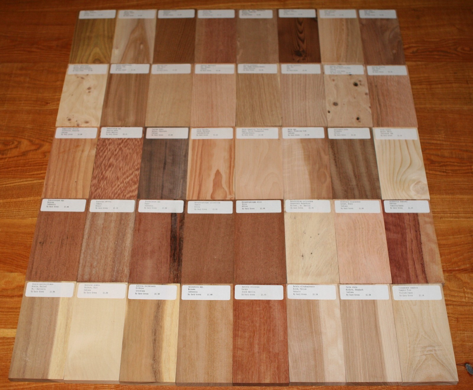 40 pc. Set of 1/2 x 3 x 6" Wood Samples for Collecting, Knife Scales, etc. Set 1