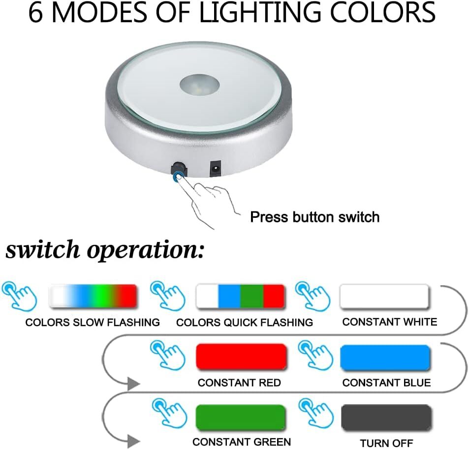 IFOLAINA LED Display Base Multicolor Light for 3D Crystal Art Silver