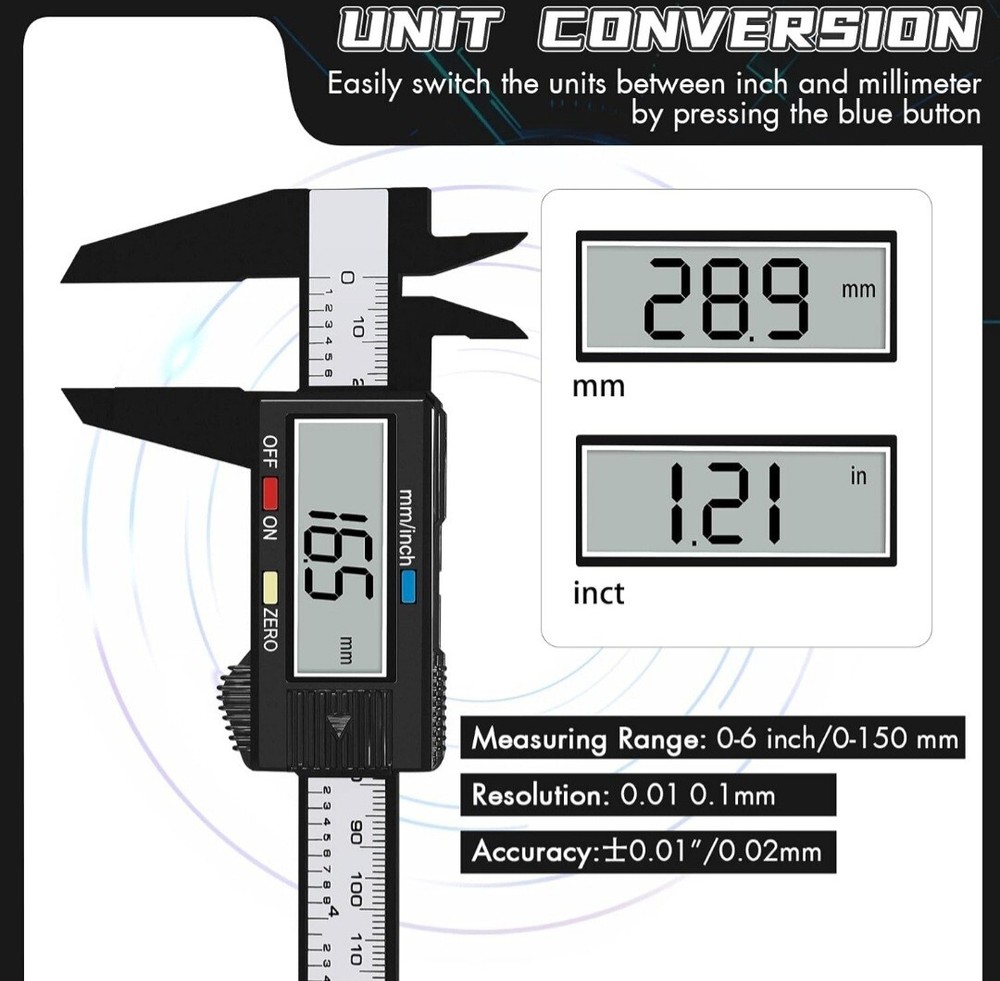 Electronic Digital Calipers, inch and Millimeter Conversion,LCD Screen...