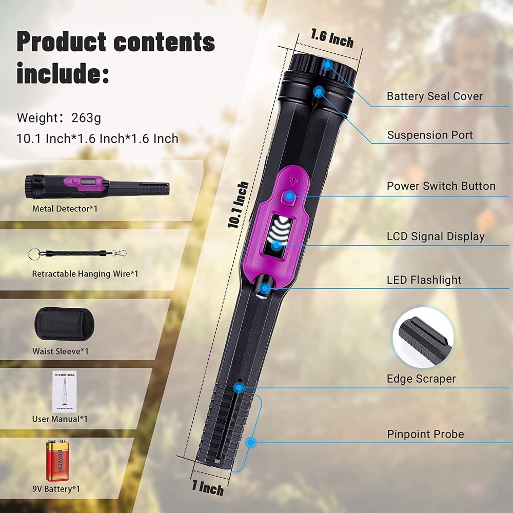 Metal Detector Pinpointer Waterproof Handheld Pin Pointer Search Finder Probe