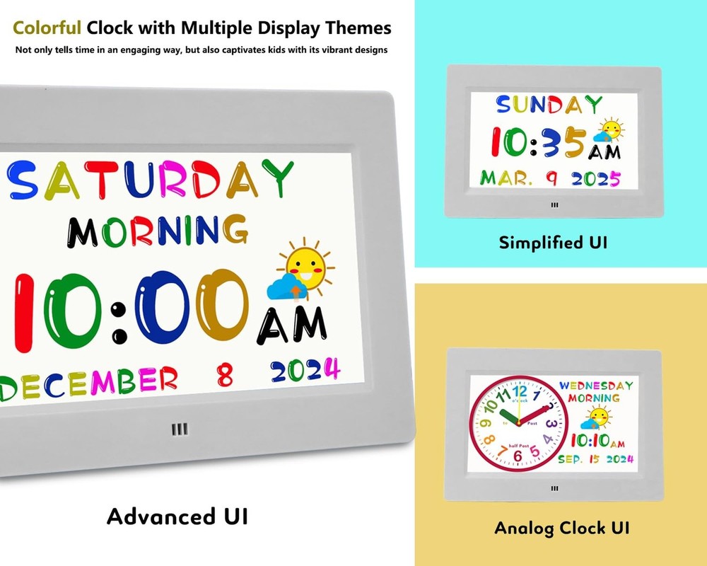 Véfaîî Digital Teaching Clock Talking Time, 24 Alarms Custom Remi