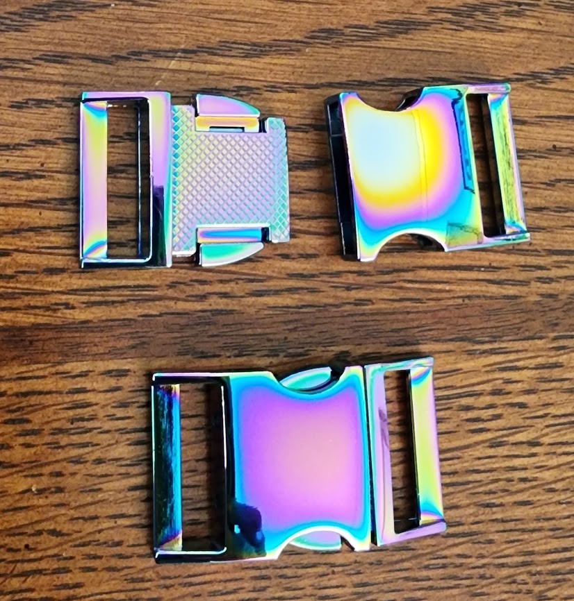 PAIR (2) 1 Inch Iridescent Rainbow Buckles, 25 Pack