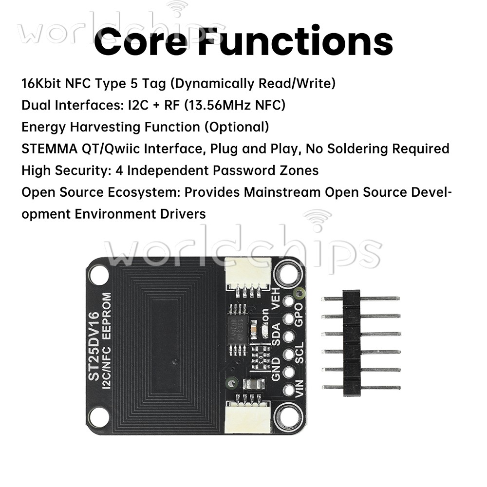 ST25DV16K I2C RFID Dynamic Tag Module Compatible with STEMMA QT/Qwiic Interface